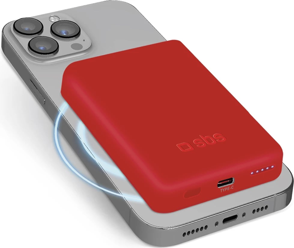 Powerbank SBS TEBB5000MAG1CR 5000 mAh, MagSafe, e kuqe
