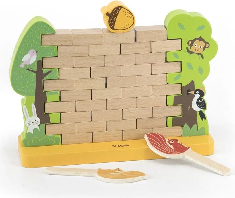 Lojë druri mur, Viga, set me 40 tulla, për 2 lojtarë, faget, për fëmijë 3+, multingjyrë