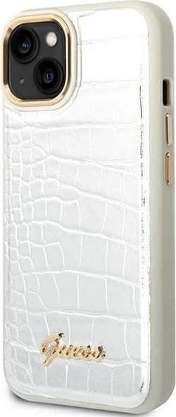 Mbështjellës Guess Croco Collection për iPhone 14 6.1", argjendtë