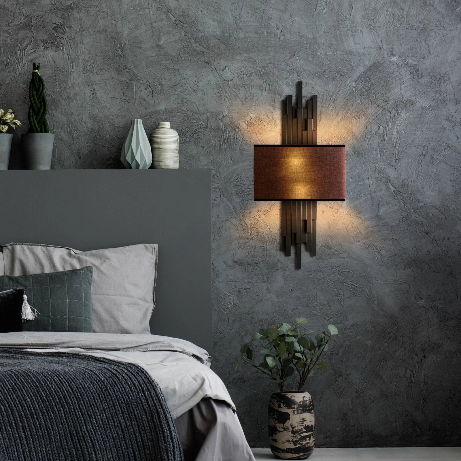 Llambë muri Opviq, Axıs - 15103, metal dhe tekstil, e zezë dhe kafe, 35x75x10 cm