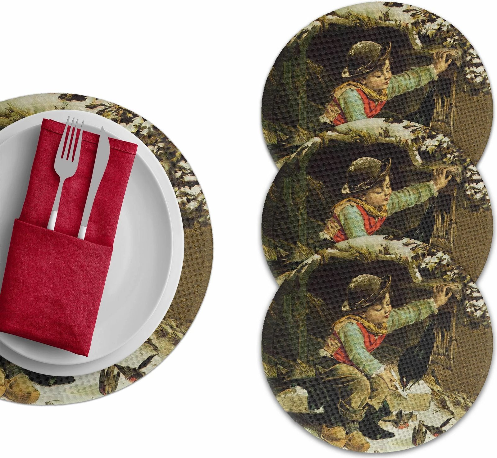 Set 4 copë mbulesa tavoline Hermia Concept, shumëngjyrëshe, 37cm