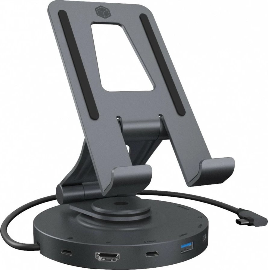 Mbajtëse me stacion dokimi IcyBox IB-TH100-DK për tabletë/celular, anthracite/black