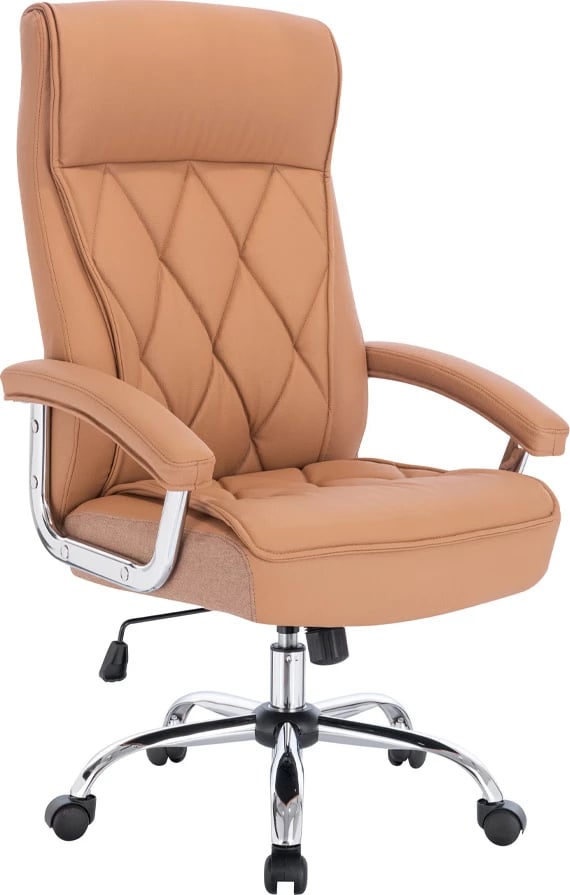 Karrige zyre Comfy, ngjyrë camel, krom, 66.5x67.5x120