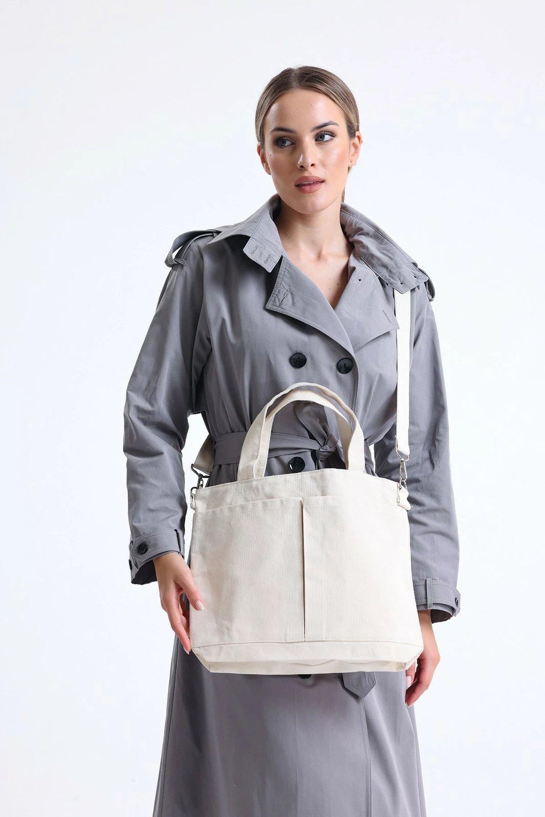 Çantë tote Zoozie Bags, krem, 2062