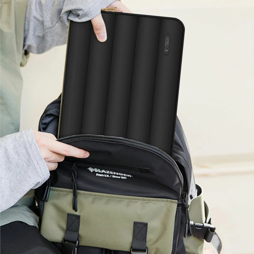 Kasë laptopi Tech-Protect Puffy 15-16", set me çantë për aksesorë, e zezë