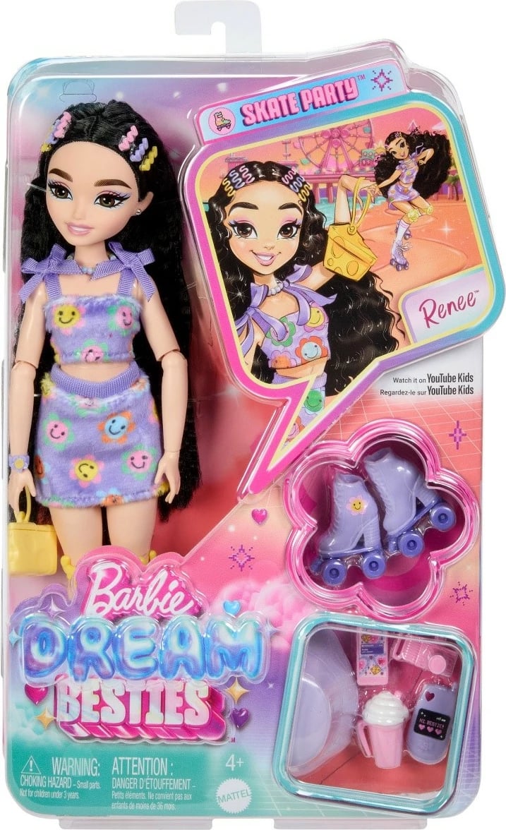 Kukull Barbie Dream Besties Renee me patina, set aksesorësh, për vajza