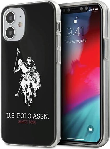 Mbështjellës U.S. Polo Assn. USHCP12STPUHRBK për iPhone 12 mini 5.4", Shiny Big Logo, i zi