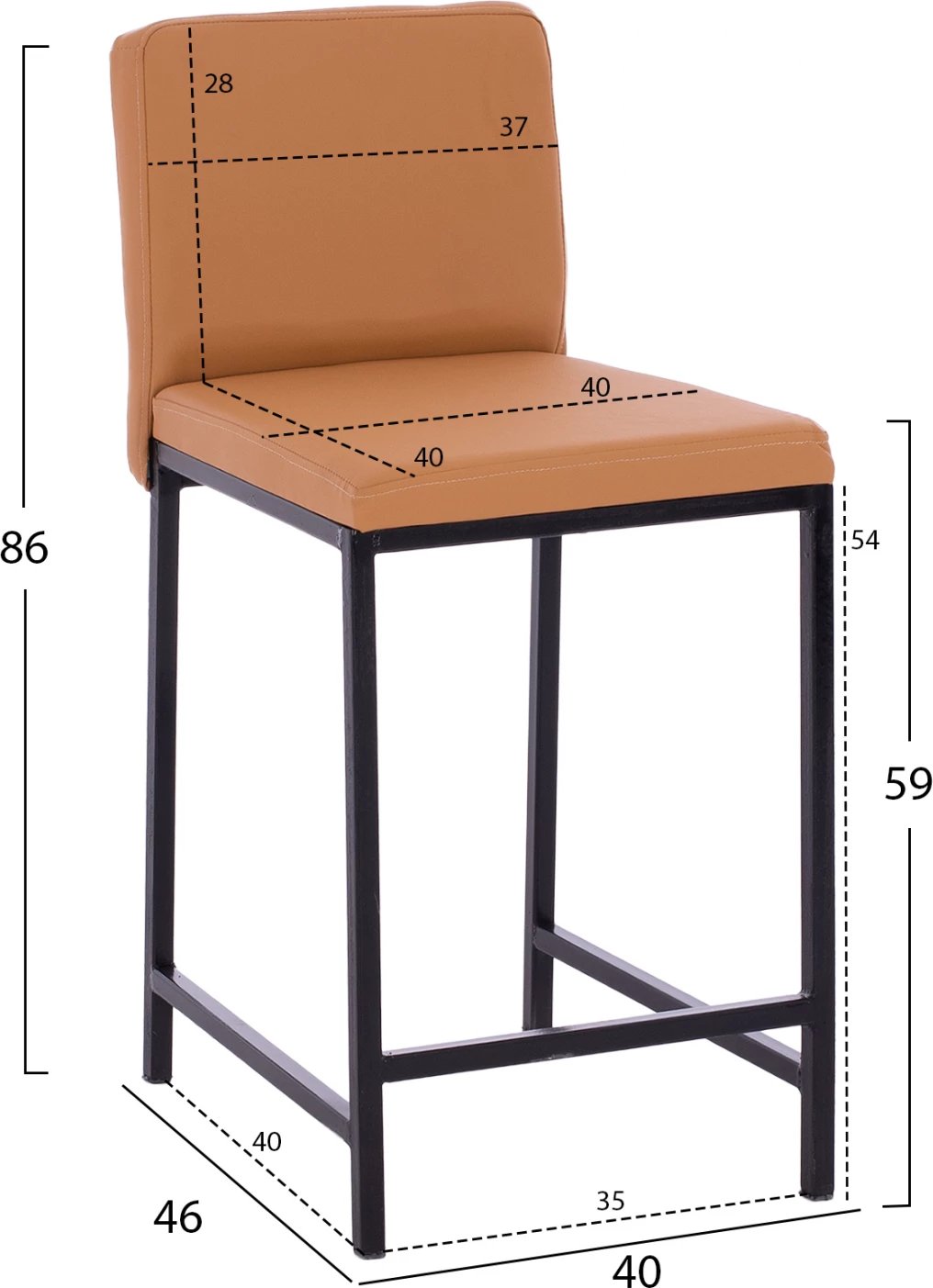 Karrige për bar metalike me lëkurë ngjyrë kafe FH5801 40x46x86Y cm