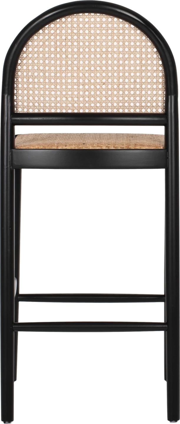 Karrige për bar, dru ahu, ratan natyral, ngjyrë e zezë dhe bezhë, 46x48x94H cm, FH9408.02