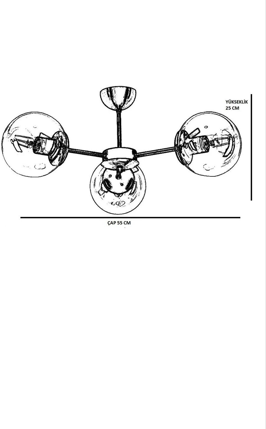 Llambë tavani Opviq Venüs, 3 drita, xham i bardhë