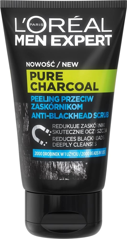 Peeling për fytyrë L'Oreal Paris Men Expert Pure Charcoal për meshkuj, 100ml