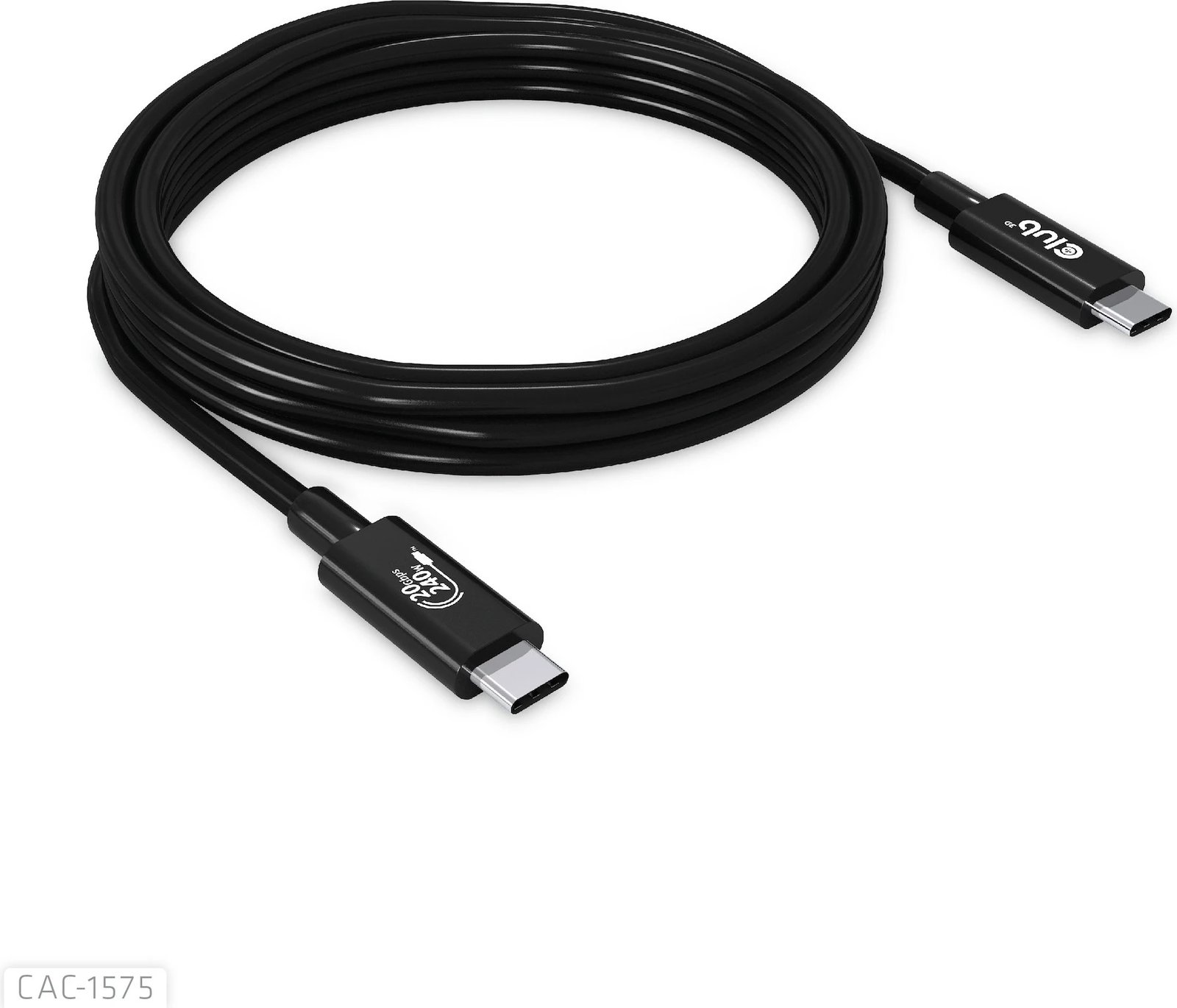 Kabllo USB-C Club3D 2m, USB4, 240W, 20Gbps, e zezë