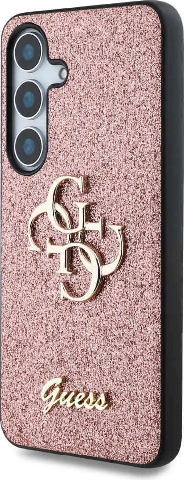 Mbështjellës Guess Fixed Glitter Big 4G Metal Logo për Samsung Galaxy S25, Rozë