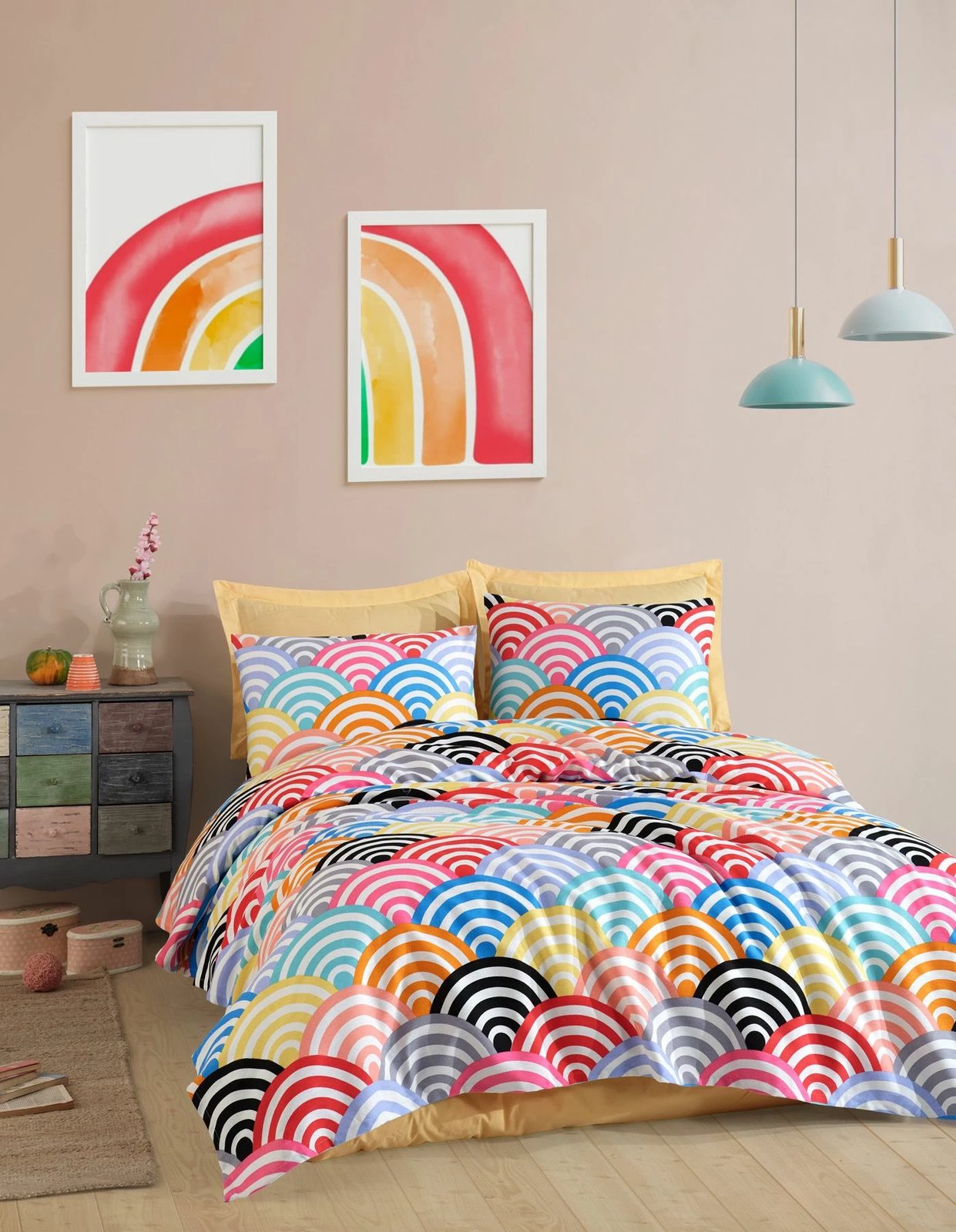 Set piké dyshe me jastëkë, shumëngjyrësh, Gokkusagi