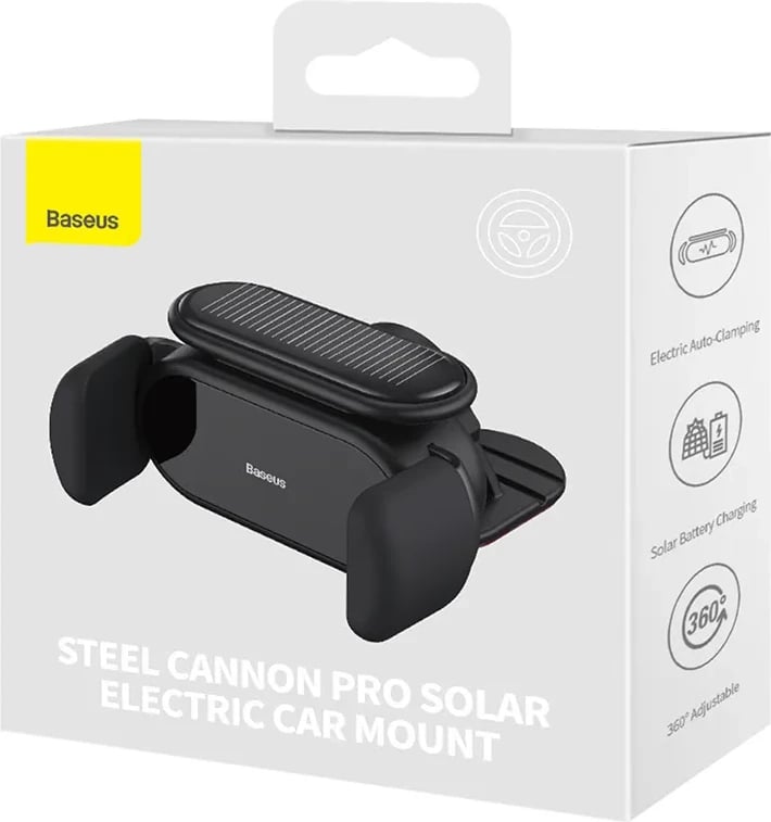 Mbështjellës Baseus Steel Cannon Pro, për veturë, me karikues diellor, i zi