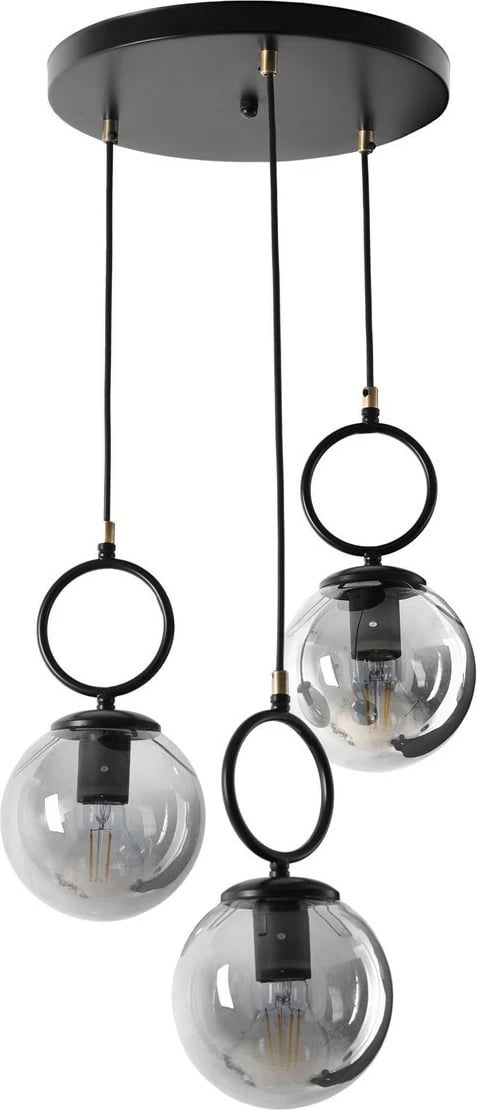 Llambë tavani Opviq Morino, 3 llamba, xham i tymosur, ngjyrë e zezë