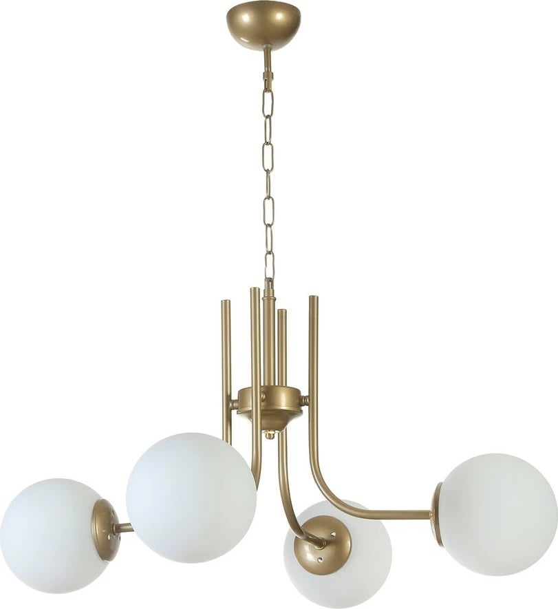 Llambë tavani Opviq Nevada, 4 drita, ngjyrë e bardhë dhe ari, me gotë