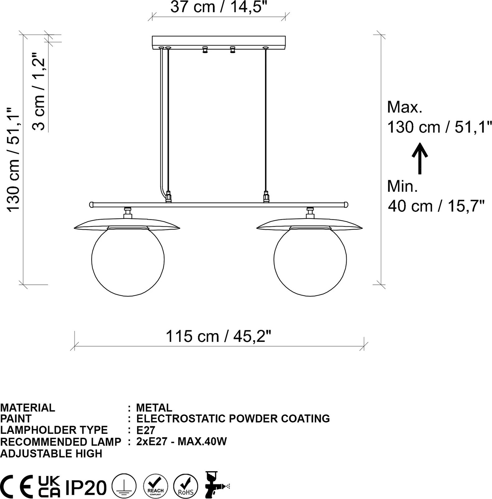 Llambë tavani Opviq, Anemon - 13813, ngjyrë e zezë