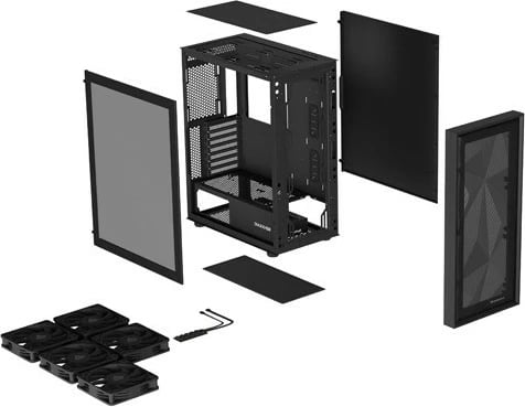 Kasë Natec Genesis Diaxid 605F, Midi Tower, ATX, USB-C, e zezë Kasë Natec Genesis Diaxid 605F, Midi Tower, ATX, USB-C, e zezë