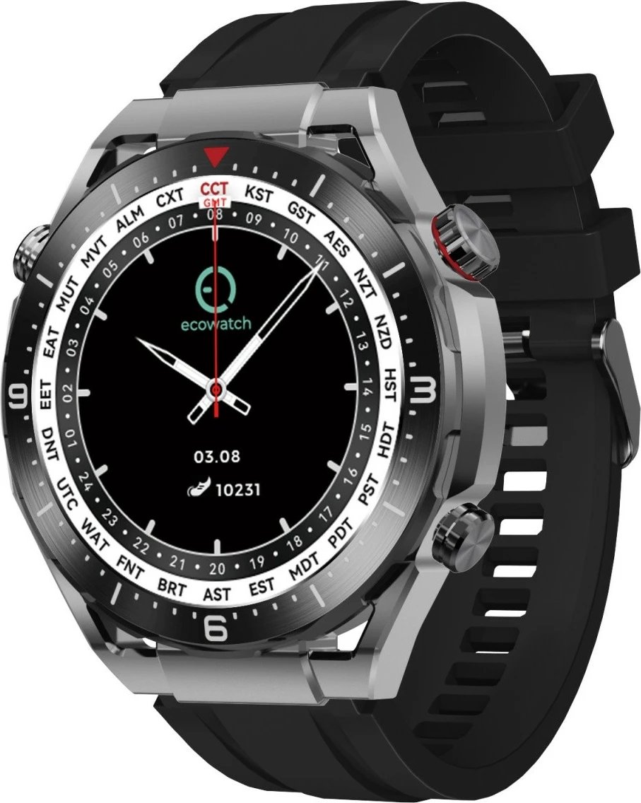 Smartwatch EcoWatch EW01, 1.5", Bluetooth, 400 mAh, i zi, set me 3 paskash