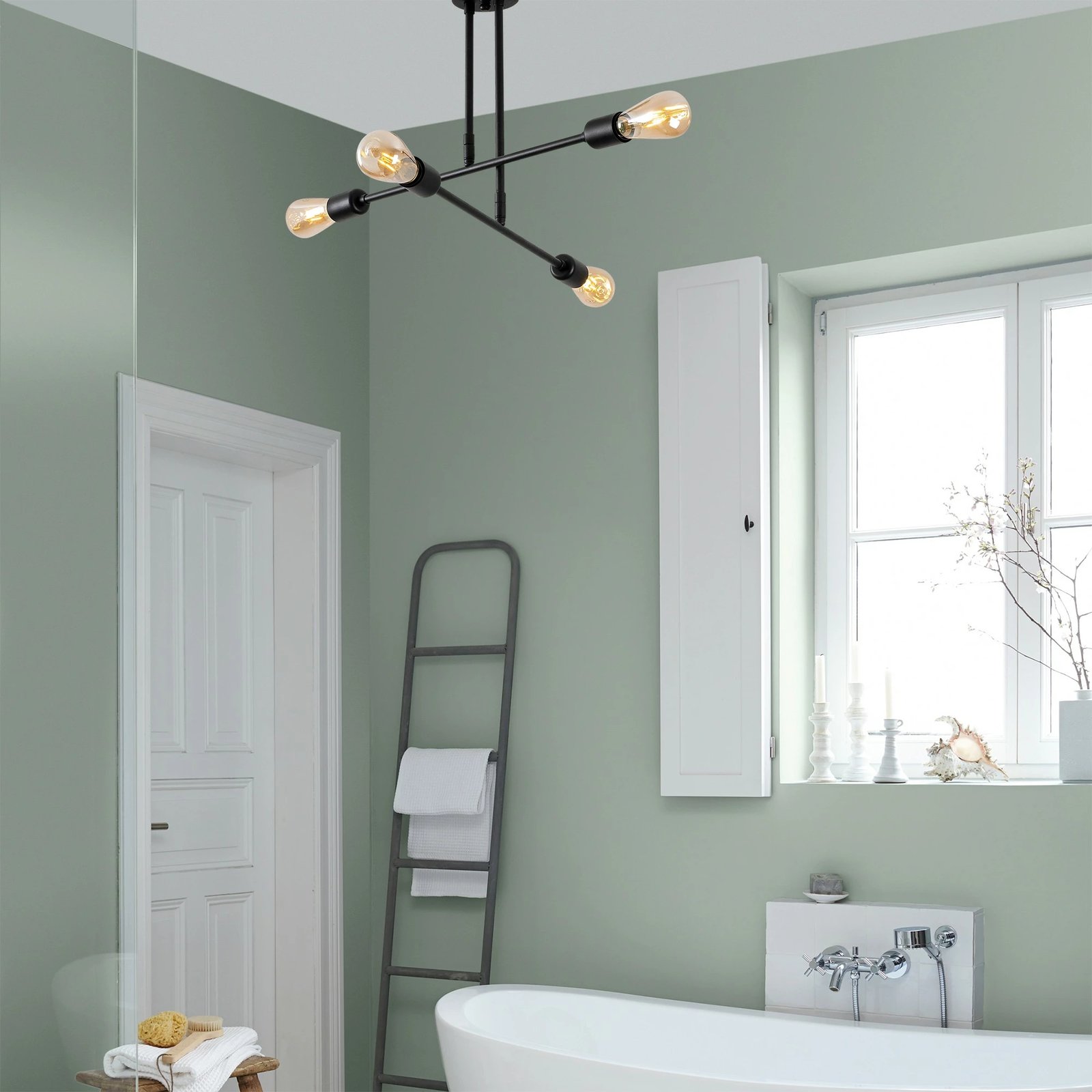 Llambadar Opviq, Flower - 161 - AV, ngjyrë e zezë, trup hekuri, 70x70cm, 4xE27