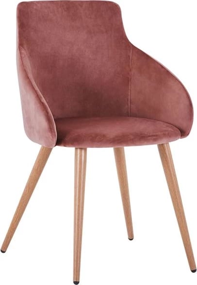 Karrige IVY kadife rozë e zbehtë me këmbë metalike FH8546.02 55x55x80Y cm., set prej 2 copë