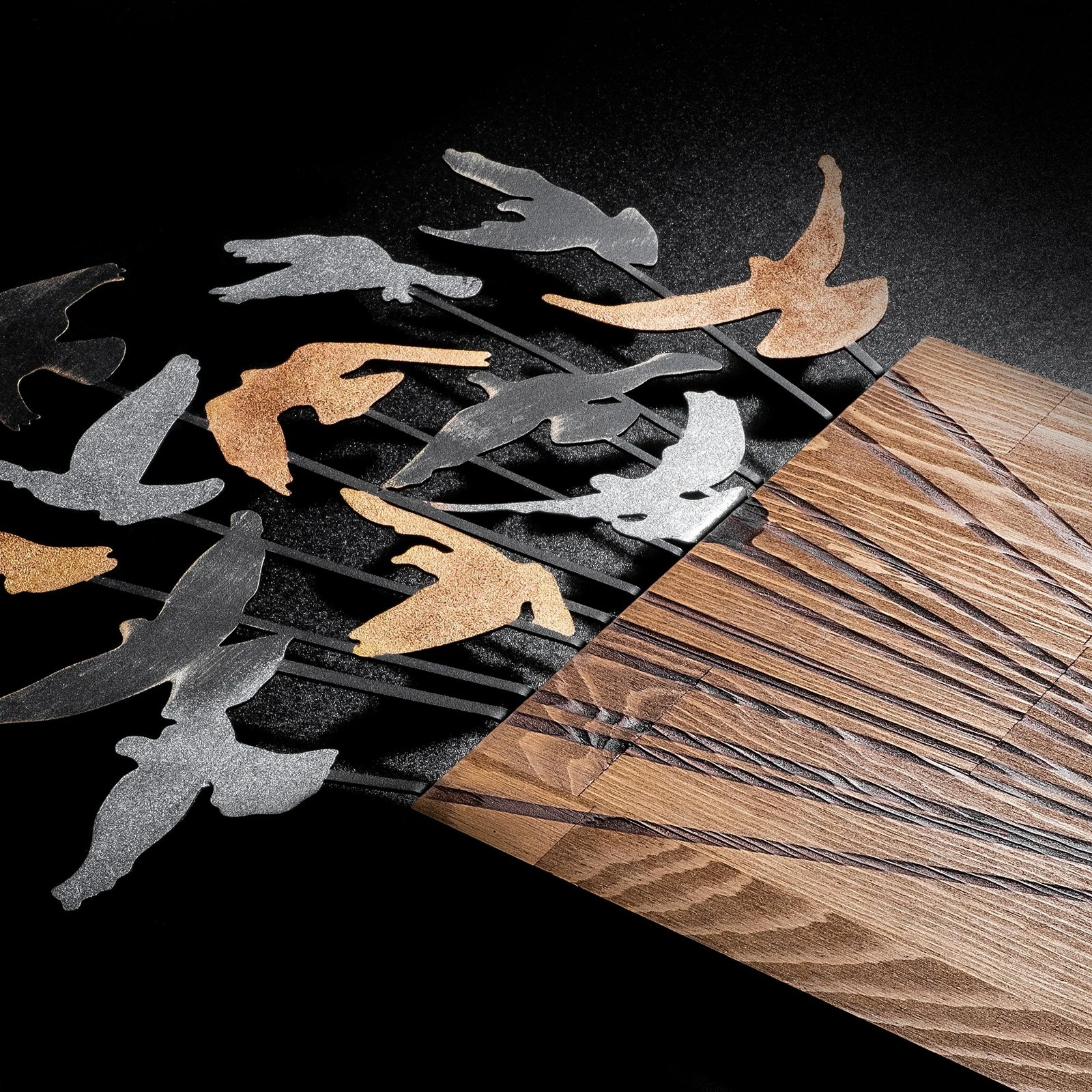 Aksesor dekorativ për mur, dru, Wallity Flying Boy 2, ngjyrë arre dhe e zezë, 45x86cm