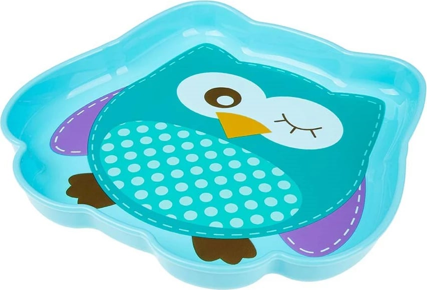 Pjatë bebe, AKUKU, Owl, plastikë BPA-free, 21x20 cm, blu