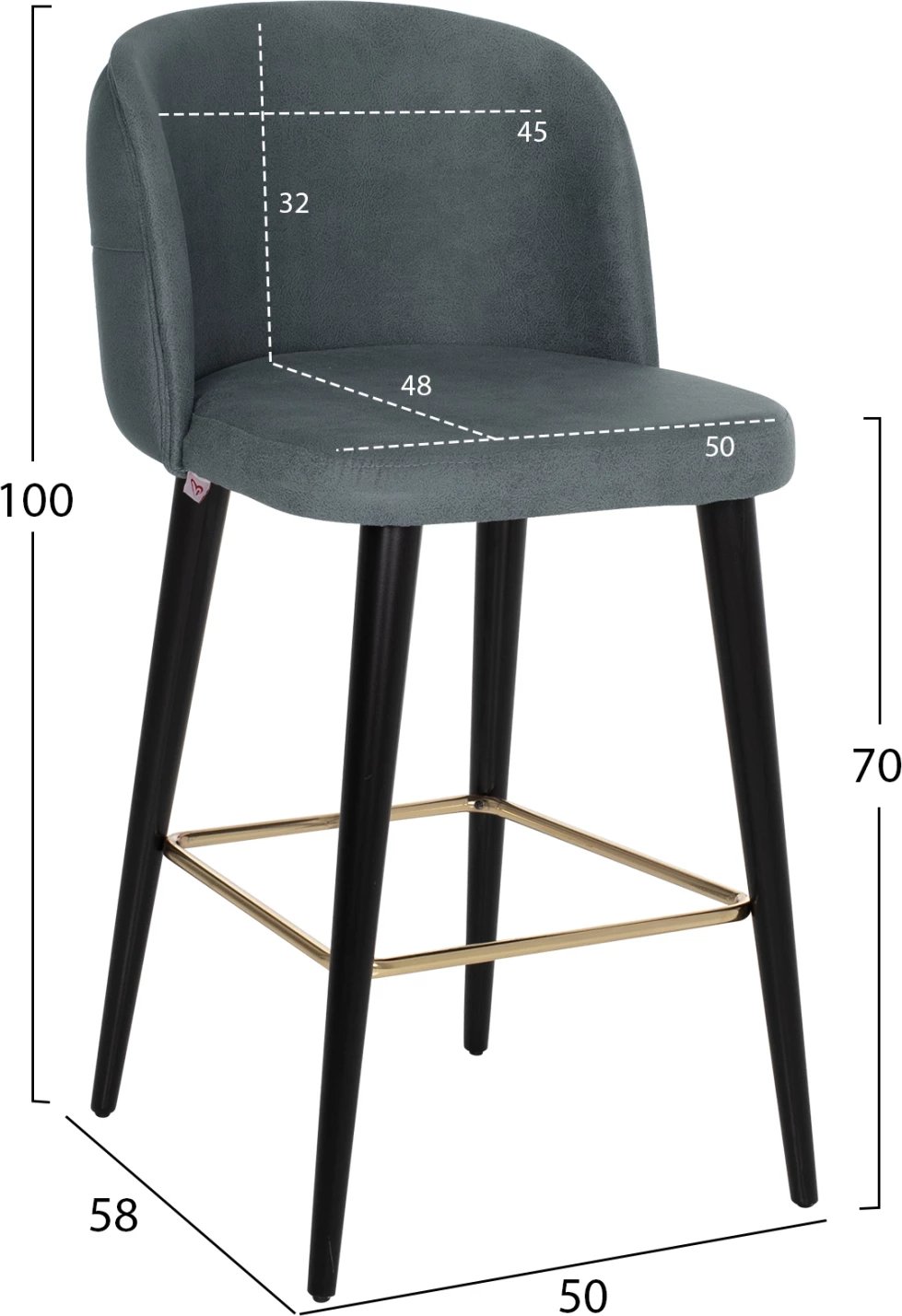 Karrige për bar profesionale MARCELLO FH9280.20, ngjyrë gri, dru, 50x58x100H cm