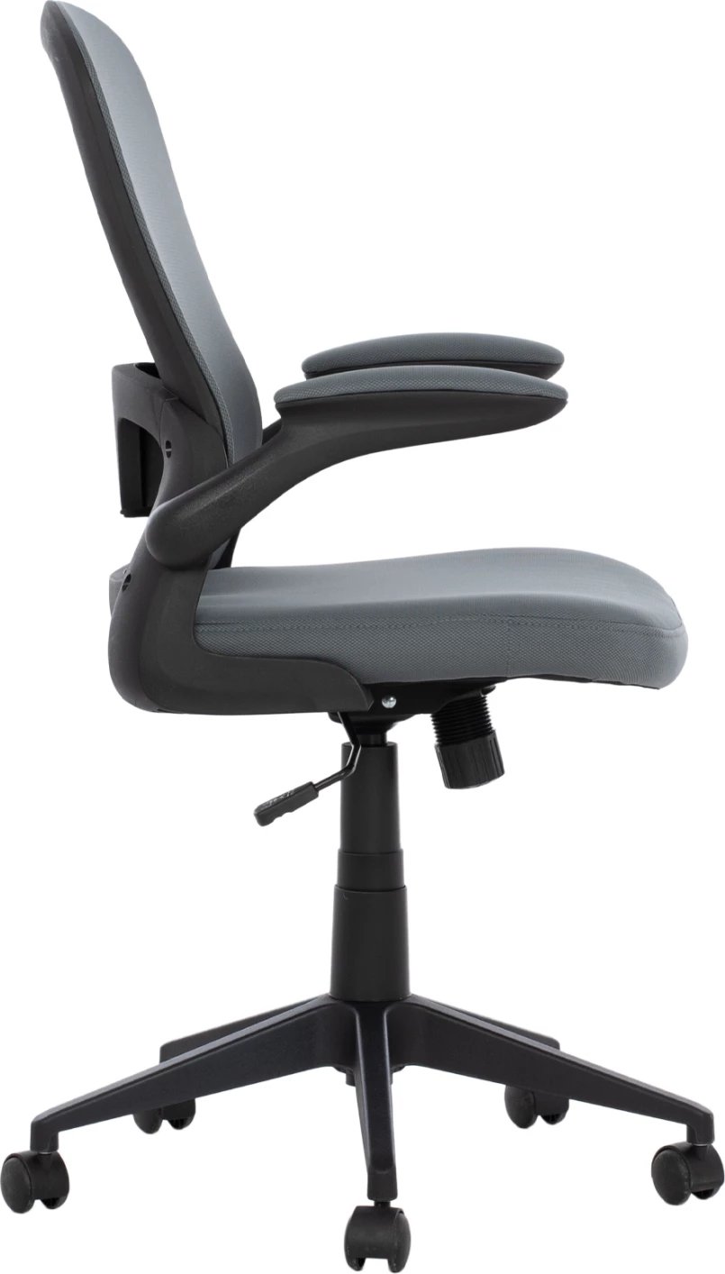 Karrige zyre FH1, kornizë e zezë, pëlhurë rrjetë gri, 60x56x105