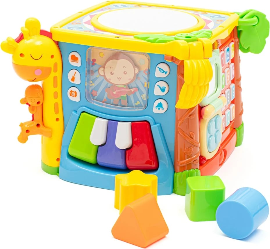 kub edukativ muzikor interaktiv, Baby Mix Interactive Musical Educational Cube, 10m+, 3xAA, multingjyrës