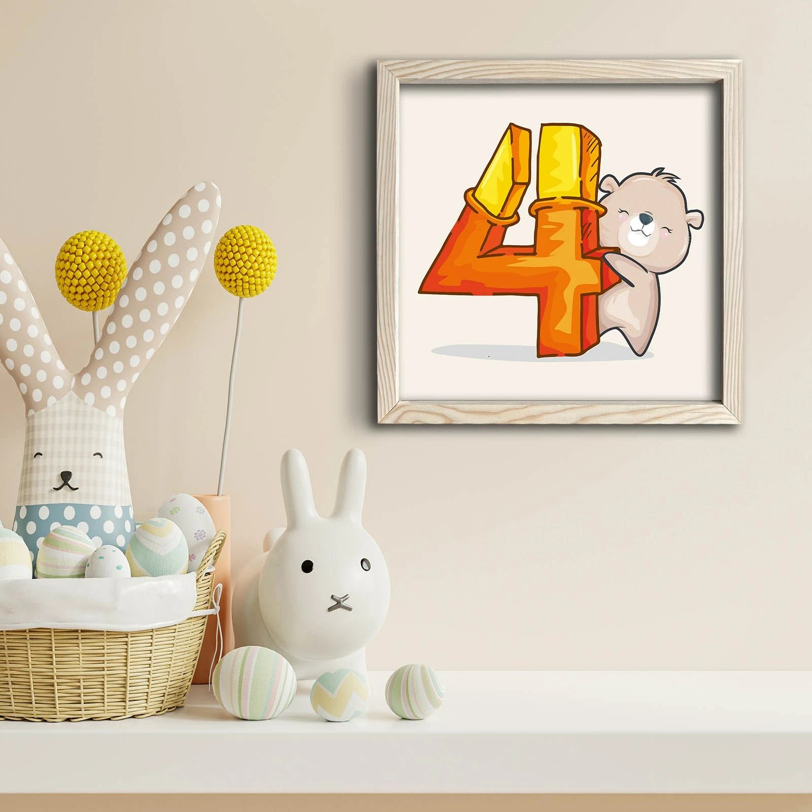 Pikturë dekorative me kornizë, MDF, Wallity, 3333KCT-005, ngjyrë e verdhë, portokalli, e bardhë, 33x33cm