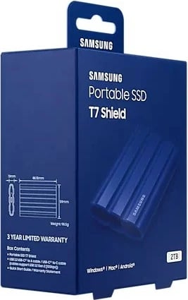 SSD i jashtëm Samsung T7 Shield, 2TB, USB 3.2, Kaltër