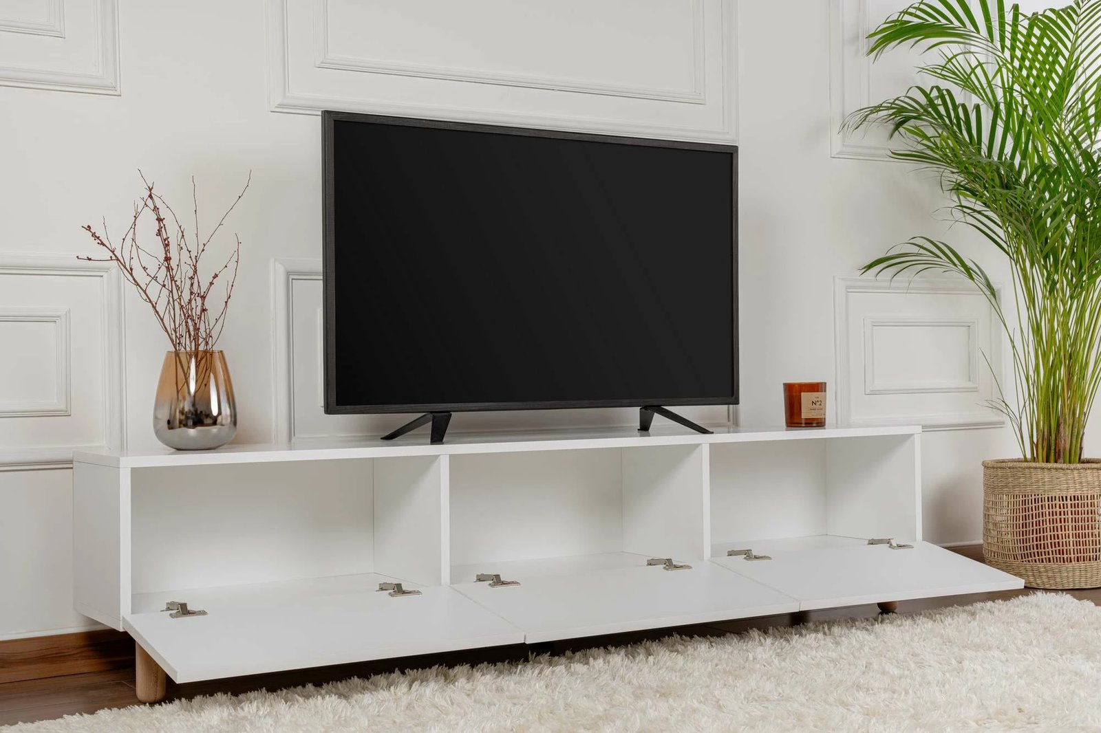 Komodë për TV Skye Decor, Alvin, e bardhë