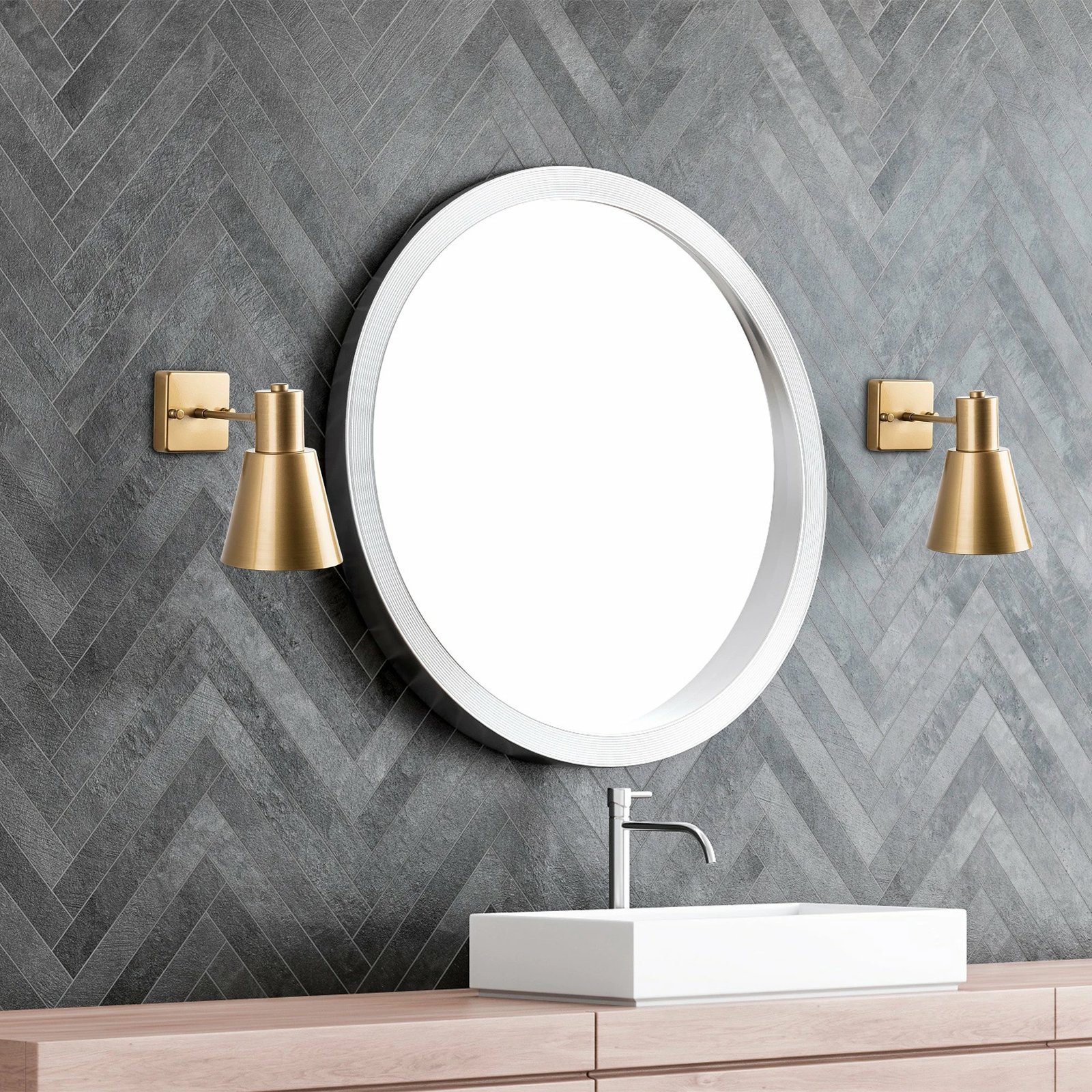 Llambë muri Opviq, Funnel, ngjyrë ari, 14x24x21cm