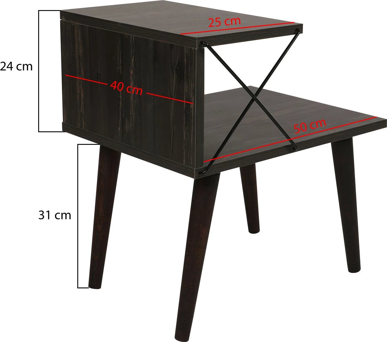 Komodinë natës Hanah Home, Cross, ngjyrë kafe e errët