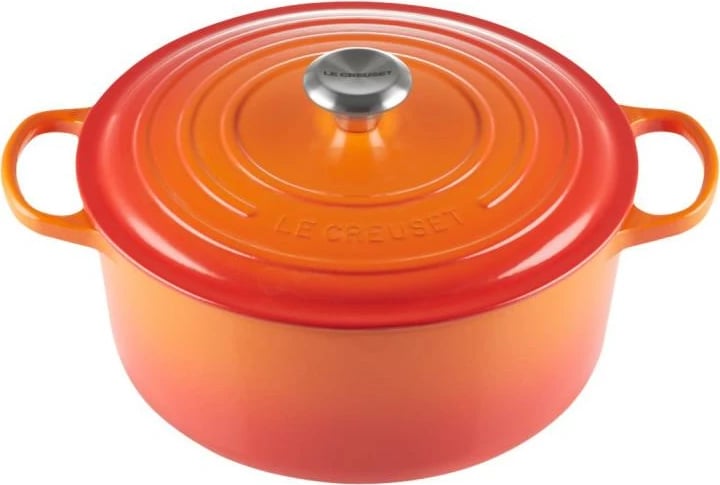 kaserolë gize Le Creuset Signature Round 24 cm 21177240902430, me kapak, e kuqe