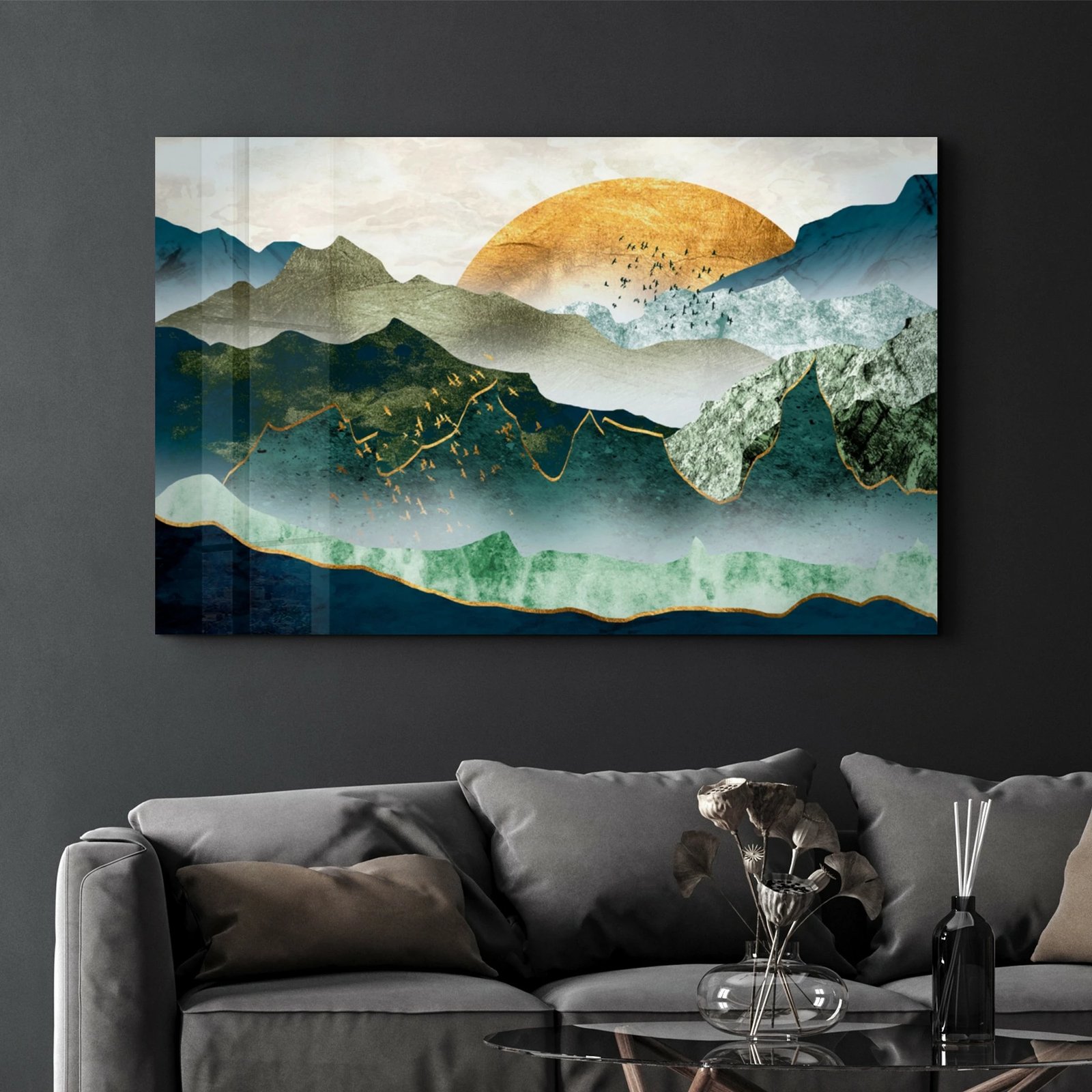 Pikturë dekorative prej xhami të temperuar, shumëngjyrëshe, CAM-1060, 46x72cm