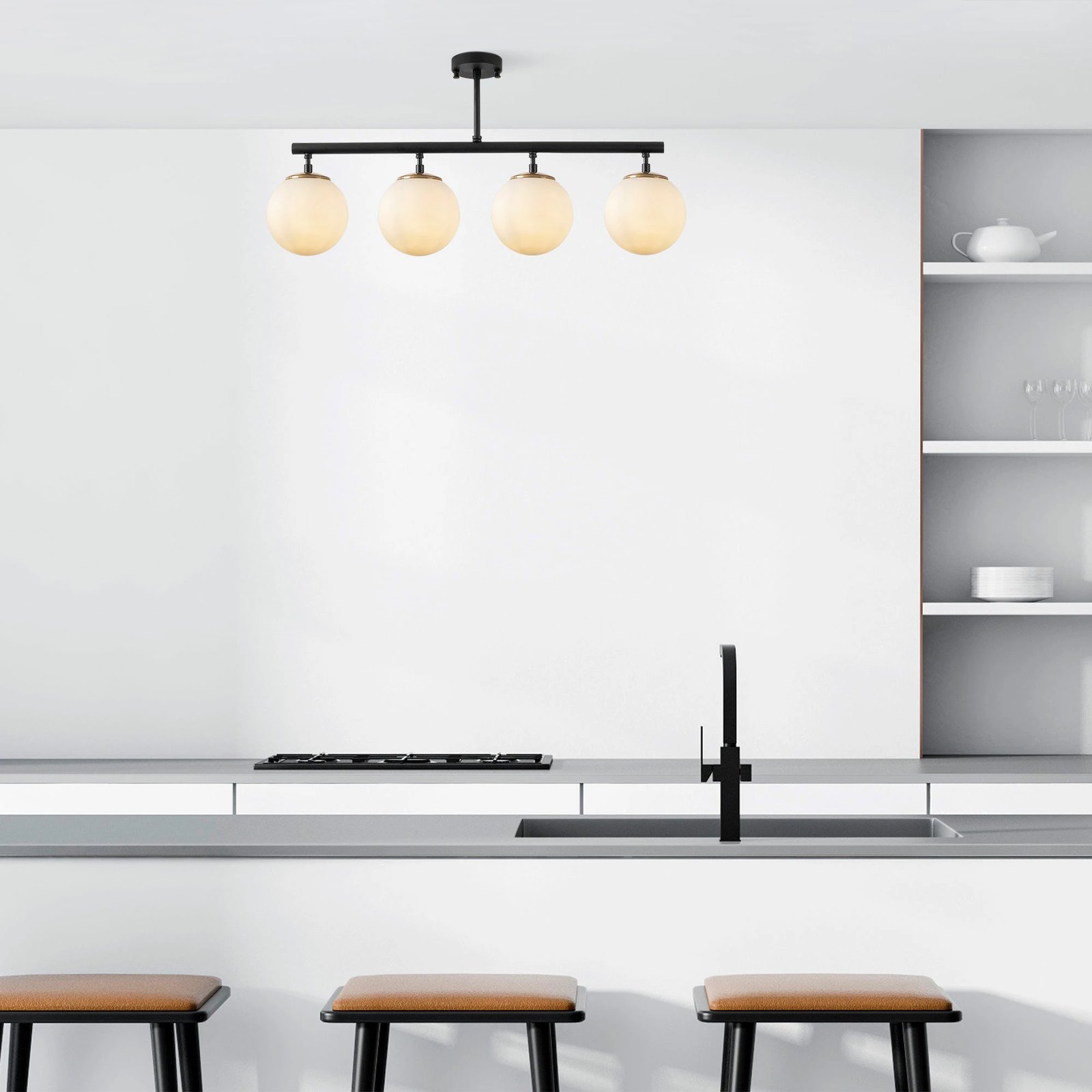 Llambë tavani Opviq, Fazli - 10426, e zezë, ari, krem, 70x15x35cm