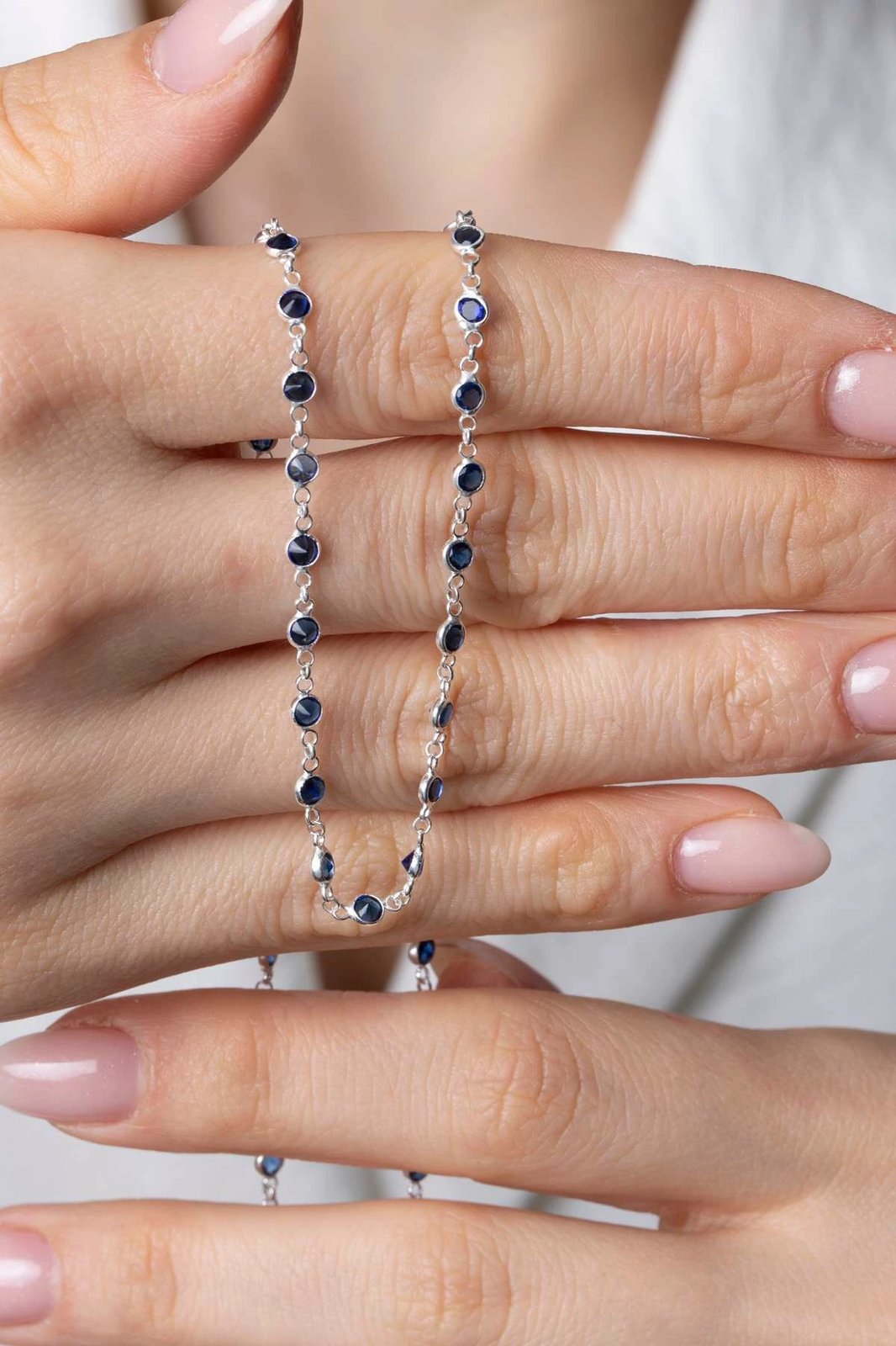 Qafore argjendi me gurë zirkon të kaltër të errët, Jumeon, TFNY65228