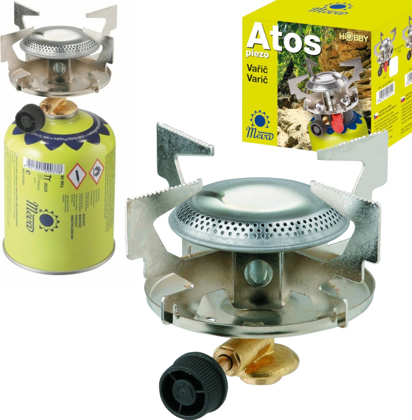 Sobë gazi turistike Meva ATOS KP06011, 1.8 kW, metal, argjend