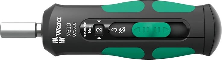 Kaçavidë momenti Wera Kraftform Safe-Torque Speed 7510, 1-3 Nm, dorëzë e zezë/gjelbër