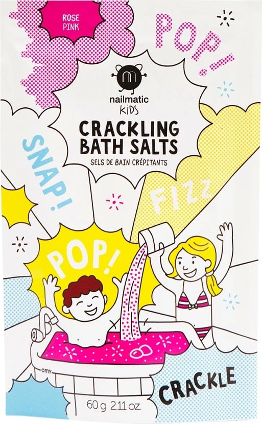 Kripë për banjë për fëmijë Nailmatic Pink Crackling Bath Salts rozë 60g