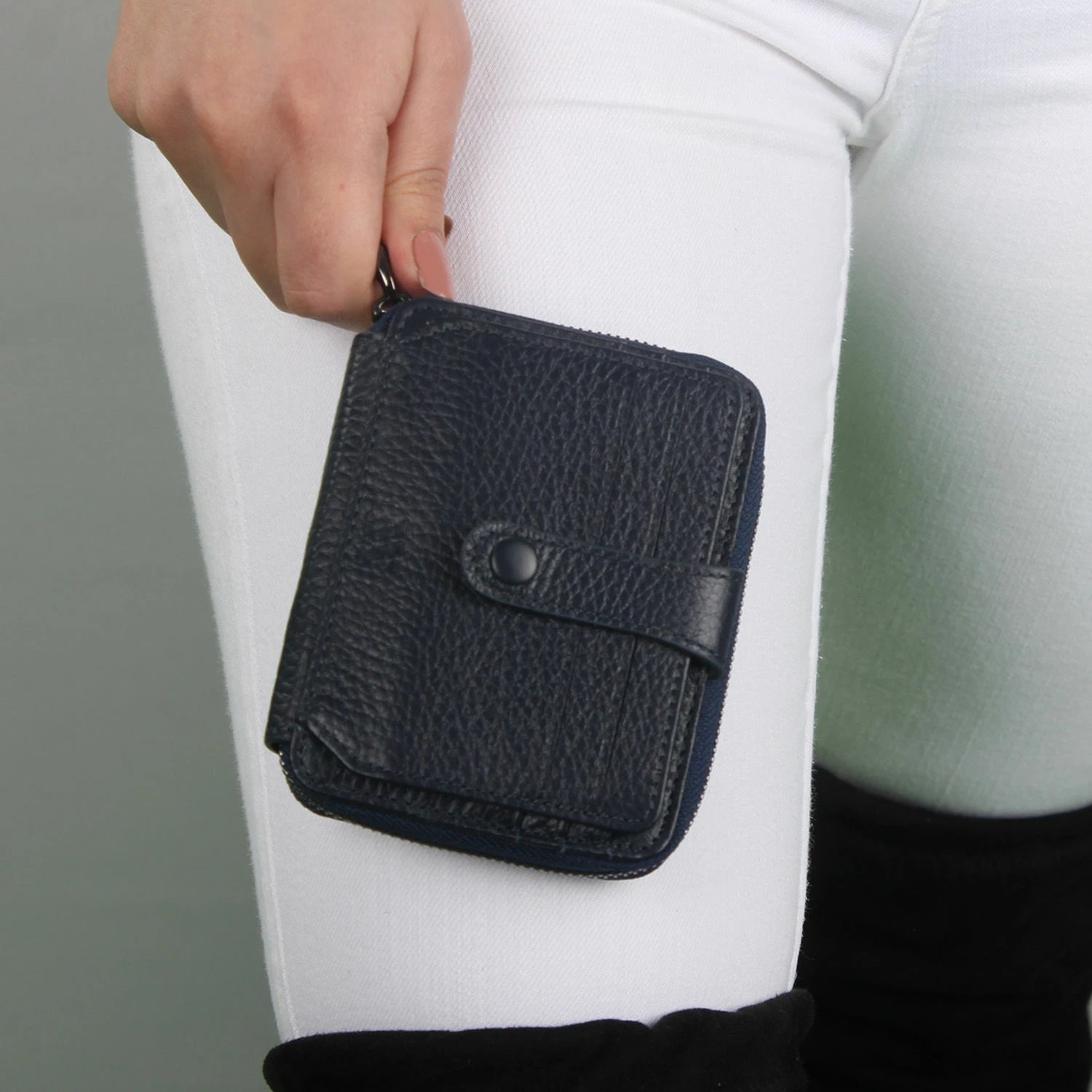 Portofol lëkure origjinale, ngjyrë navy blue, Zoozie Bags 4236