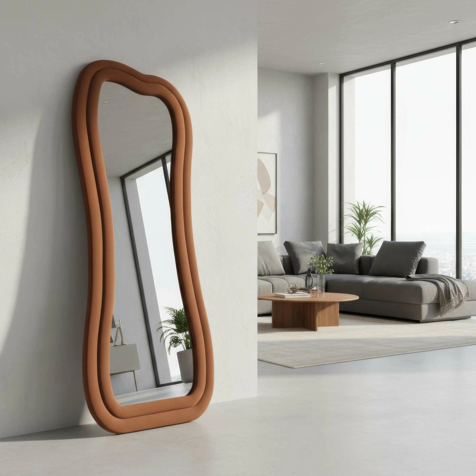 Pasqyrë e gjatë Cheval, ngjyrë e kuqe qeramike, Skye Decor