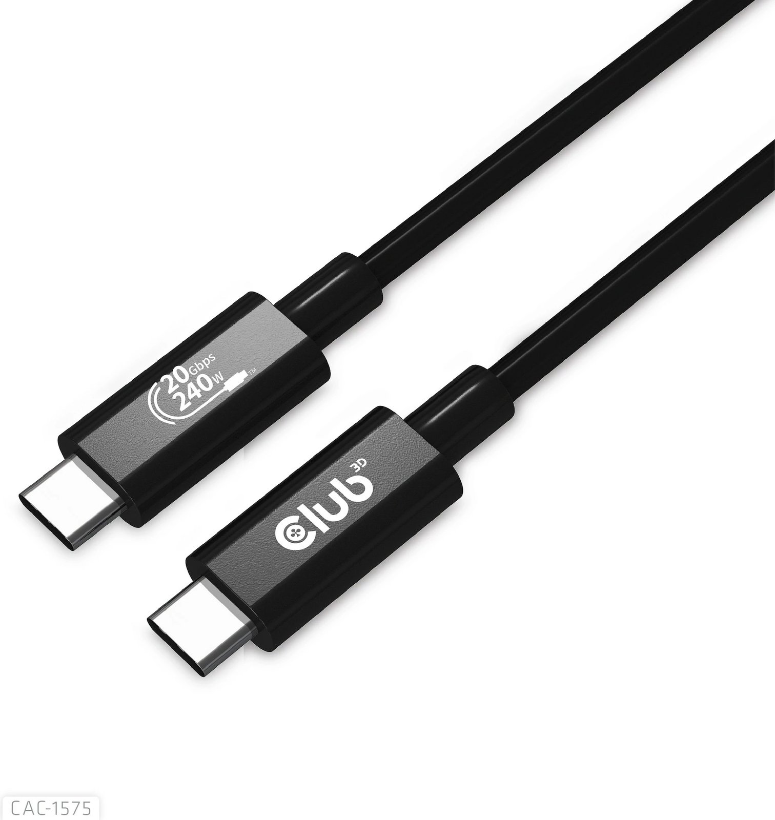 Kabllo USB-C Club3D 2m, USB4, 240W, 20Gbps, e zezë