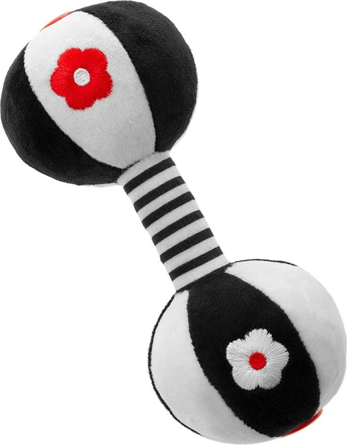 lodër sensorike kontrasti për foshnje Akuku Chinka, pelush me zile, 16 x 7 cm, shumëngjyrëshe