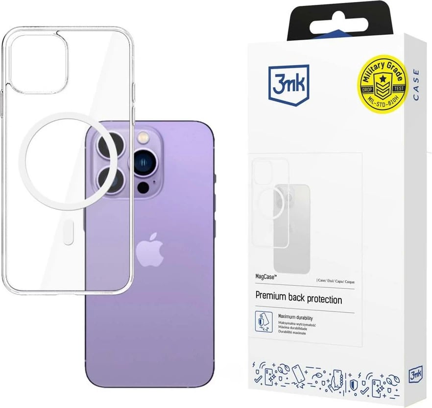 Mbështjellës 3mk MagCase për iPhone 14 Pro, kompatibil me MagSafe, Transparent