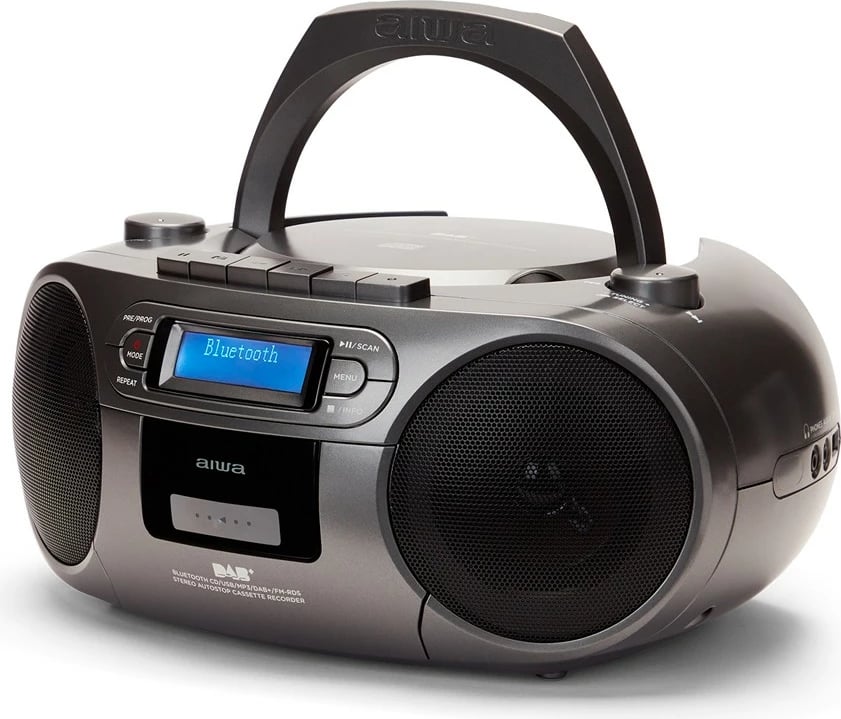Boombox AIWA BBTC-660DAB/MG, Bluetooth, CD/MP3/USB/Kasetofon, DAB+/FM, E zezë/Gri