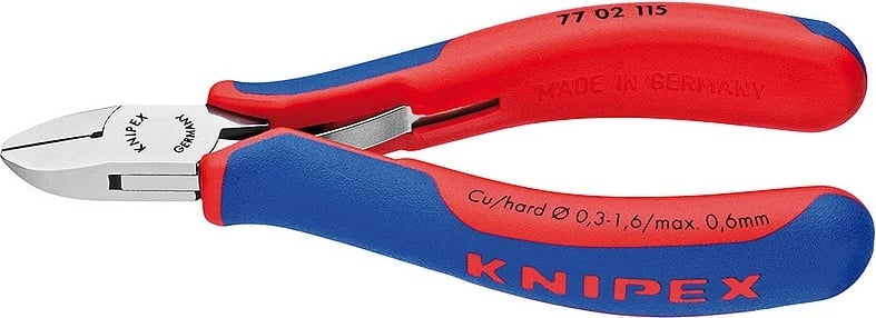 Darë diagonale Knipex 77 02 115, 115mm, çelik, dorezë plastike, kaltër/kuqe